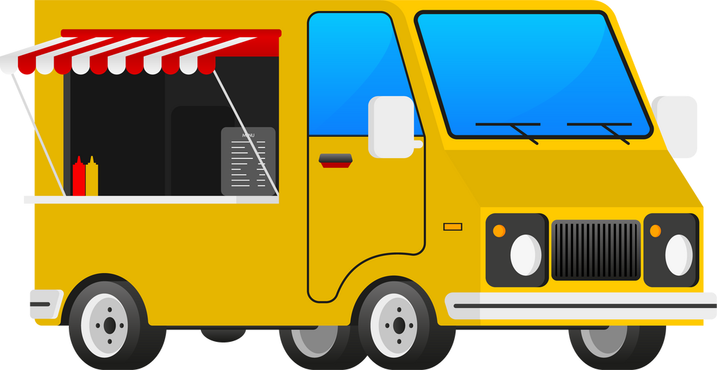 Food bus in retro style. Street Food truck. Vector illustration.