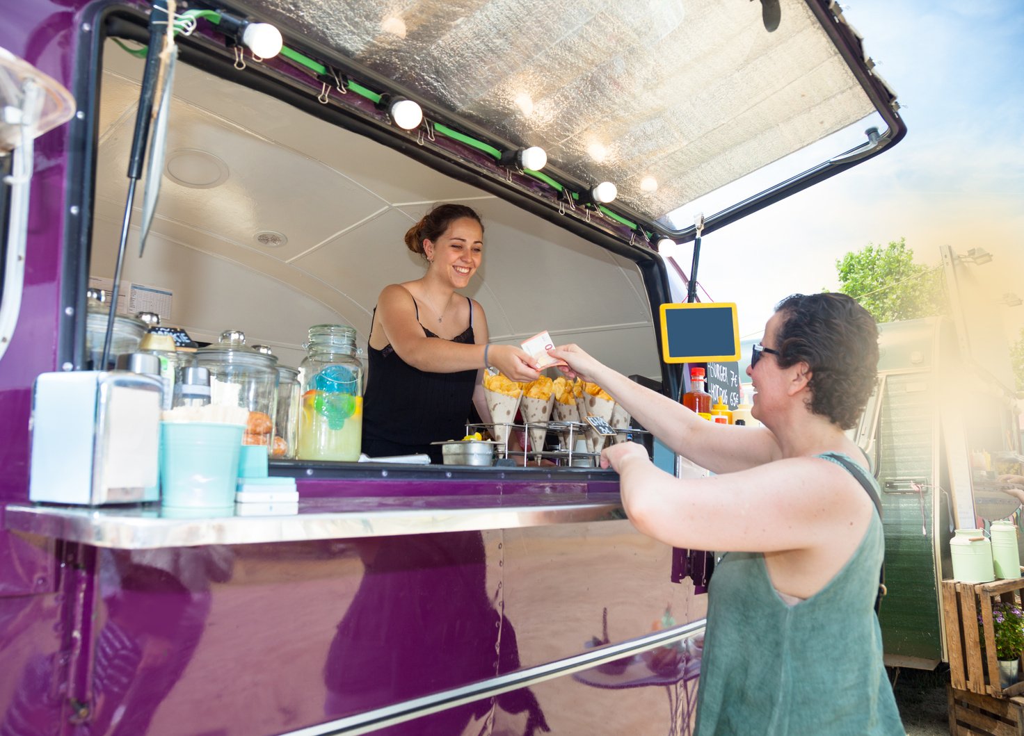 Customer on the food truck